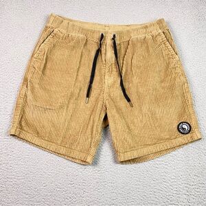 T&C Surf Designs Mens Size 36 Tan Corduroy Beach Shorts Elastic Waist Drawstring